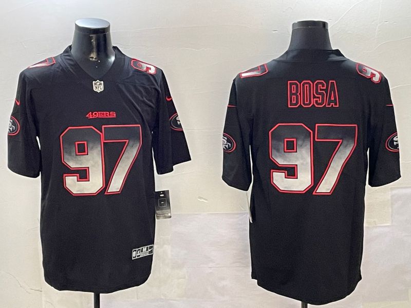 Men San Francisco 49ers #97 Bosa Black Nike Smoke Fashion 2024 Limited NFL Jersey style 1->san francisco 49ers->NFL Jersey